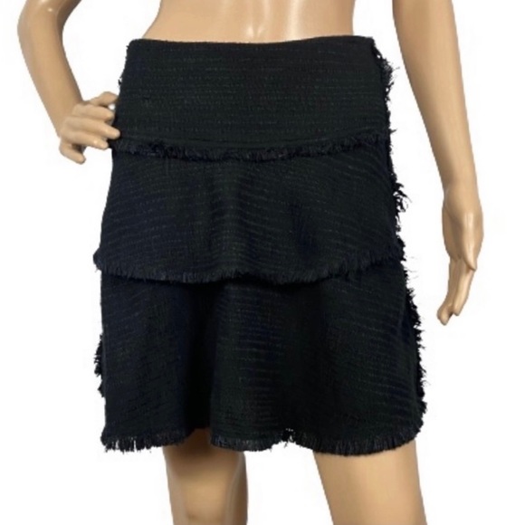 NEW IRO BLACK TIERED TWEED MINI SKIRT - Picture 1 of 6